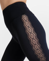 Hedoine black leggings for women with lace detail high waist seamless soft leggings