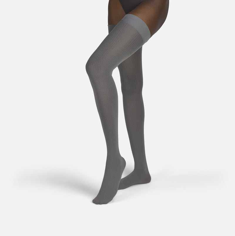 The Rib | Grey Overknees