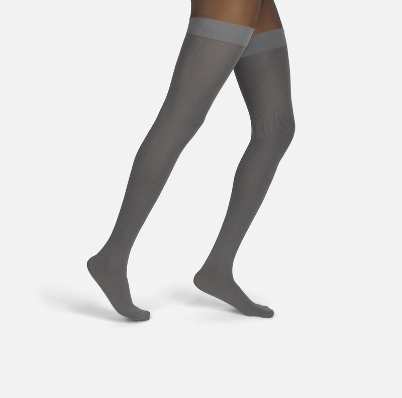 The Rib | Grey Overknees