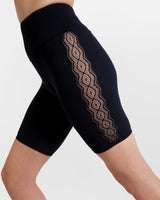 Black bike shorts lace detail Hedoine high-waisted seamless bike shorts for women