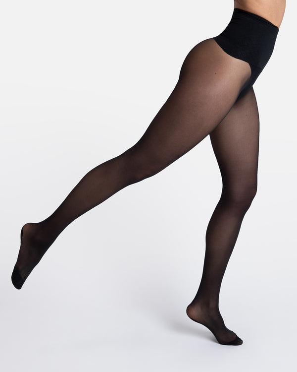 Skinnydip sheer pink tights with 'can you not' wavy slogan