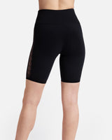Black bike shorts with lace detail by Hedoine high-waisted seamless shaping bike shorts for women