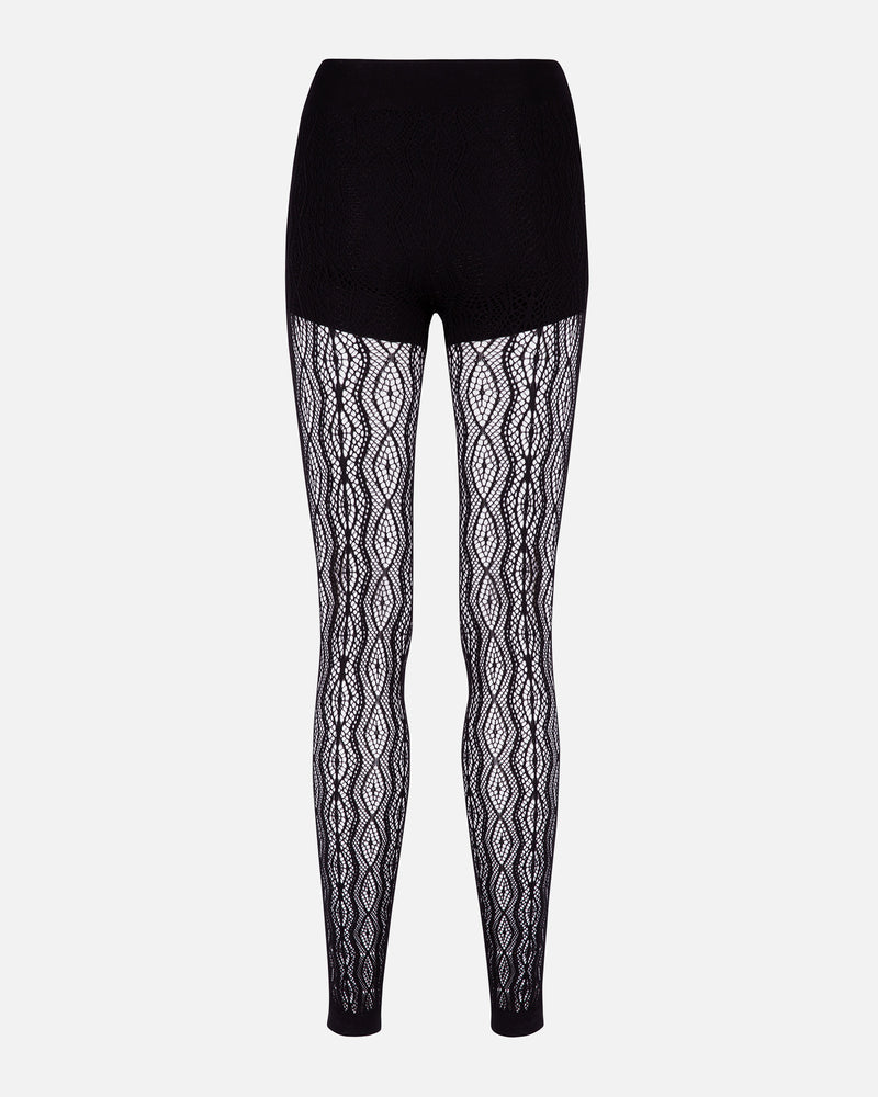 Hedoine black lace leggings high waisted saucy leggings