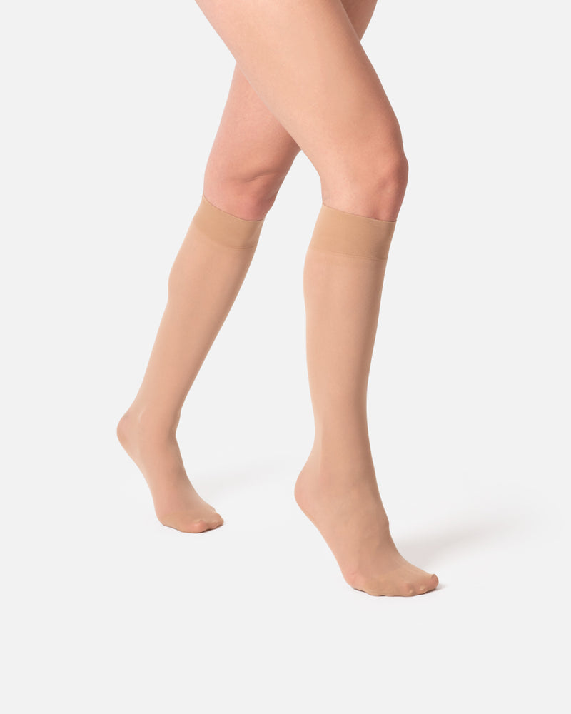 Nude knee-high socks for women by Hedoine seamless sheer opaque womens stockings