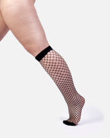 Black fishnet socks for women knee-high fishnet stockings by Hedoine biodegradable socks for women