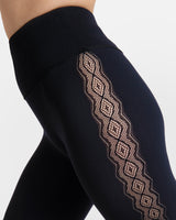 Hedoine black leggings for women with lace detail high waist seamless soft leggings 