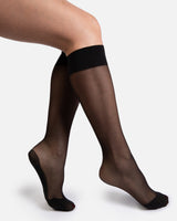 Hedoine biodegradable black ladder-resist seamless opaque knee-high socks for women women's stockings snag-free pantyhose