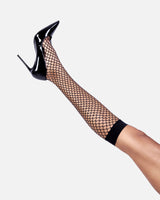 womens biodegradable black fishnet knee-high socks for women by Hedoine