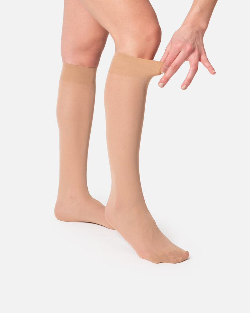 The Tame biodegradable nude knee-high socks for women by Hedoine ladder-resist seamless opaque knee-high socks for women 