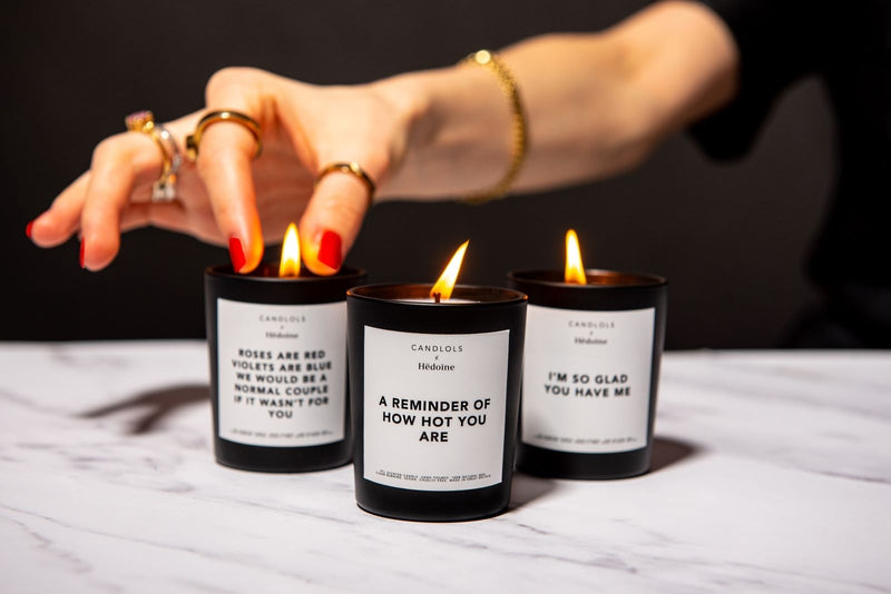 funny scented candles for date night Hedoine x Candlols A Reminder